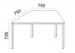 �ltal�nos asztal f�ml�bbal trap�z alak� 75x150/75cm Mayah Freedom SV-41 feh�r #3