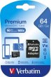 Memóriakártya Micro SD 64GB Class 10 adapterrel Verbatim Premium