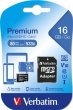 Memóriakártya Micro SDHC 16GB Class 10 adaterrel Verbatim Premium