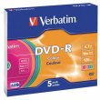 DVD-R lemez színes felület AZO 4,7GB 16x vékony tok Verbatim