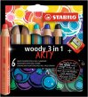 Sznes ceruza kszlet kerek vastag Stabilo Woody ARTY 3 in 1 6 klnbz szn
