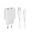 Hálózati töltő 2xUSB 3,4A Lightning kábel (Apple) Rivacase PS4125 fehér