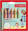 Sznes ceruza kszlet kerek vastag Stabilo Woody 3 in 1 Pastel 6 pasztell klnbz szn