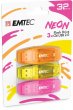 Pendrive 32GB 3 db USB 2.0 Emtec C410 Neon narancs citromsrga rzsaszn