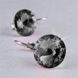 Flbeval francia kapcsos Black Diamond Swarovski kristllyal 12mm Art Crystella