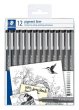 Tusfilc kszlet 12 klnbz vonalvastagsg Staedtler Pigment Liner 308 fekete