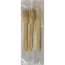 Fa elre csomagolt eveszkzkszlet szalvtval (ks+kanl+villa+szalvta) #1