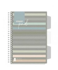 Spir�lf�zet A5 kock�s 100lap regiszteres Street Pad Lines #1