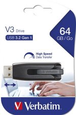 Pendrive 64GB USB 3.0 60/12MB/sec Verbatim V3 fekete-szrke #1