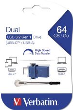 Pendrive 64GB USB 3.0+USB-C adapter Verbatim DUAL #1