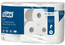 Toalettpap�r 3 r�teg� kistekercses 6 tekercs T4 rendszer Tork Premium extra feh�r (110317) #1