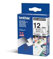 Feliratoz�g�p szalag matt 12mmx 8m Brother TZe-N231 feh�r-fekete #1
