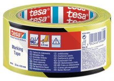Jel�l�szalag 50mmx33m Tesa Professional fekete/s�rga #1