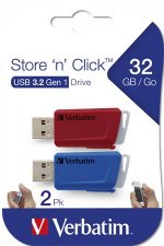 Pendrive 2x32GB USB 3.2 80/25MB/sec Verbatim Store n Click piros kk #1