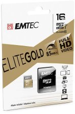 Memriakrtya microSDHC 16GB UHS-I/U1 85/20 MB/s adapter Emtec Elite Gold #1