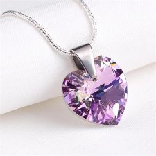 Nyakl�nc sz�v form�j� sz�nj�tsz�s ametiszt lila Swarovski krist�llyal 18mm Art Crystella #1