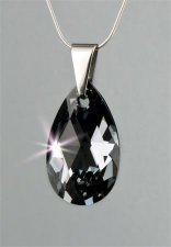 Nyaklnc escsepp formj Black Diamond Swarovski kristllyal 16mm Art Crystella #1