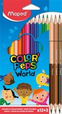 Sznes ceruza kszlet hromszglet Maped ColorPeps World 12 klnbz szn + 3 ktvg brtnus ceruza #1