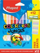 Filctoll kszlet 2,8mm kimoshat Maped ColorPeps Jungle 12 klnbz szn+12 ajndk matrica #1