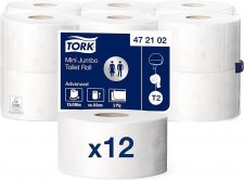 Toalettpap�r 2 r�teg� 19cm T2 rendszer Tork Advanced Mini Jumbo feh�r (472102) #1